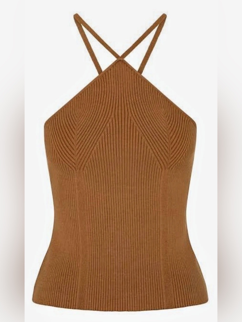 Anna Quan Solange Rib Knit Top BROWN Size: 12